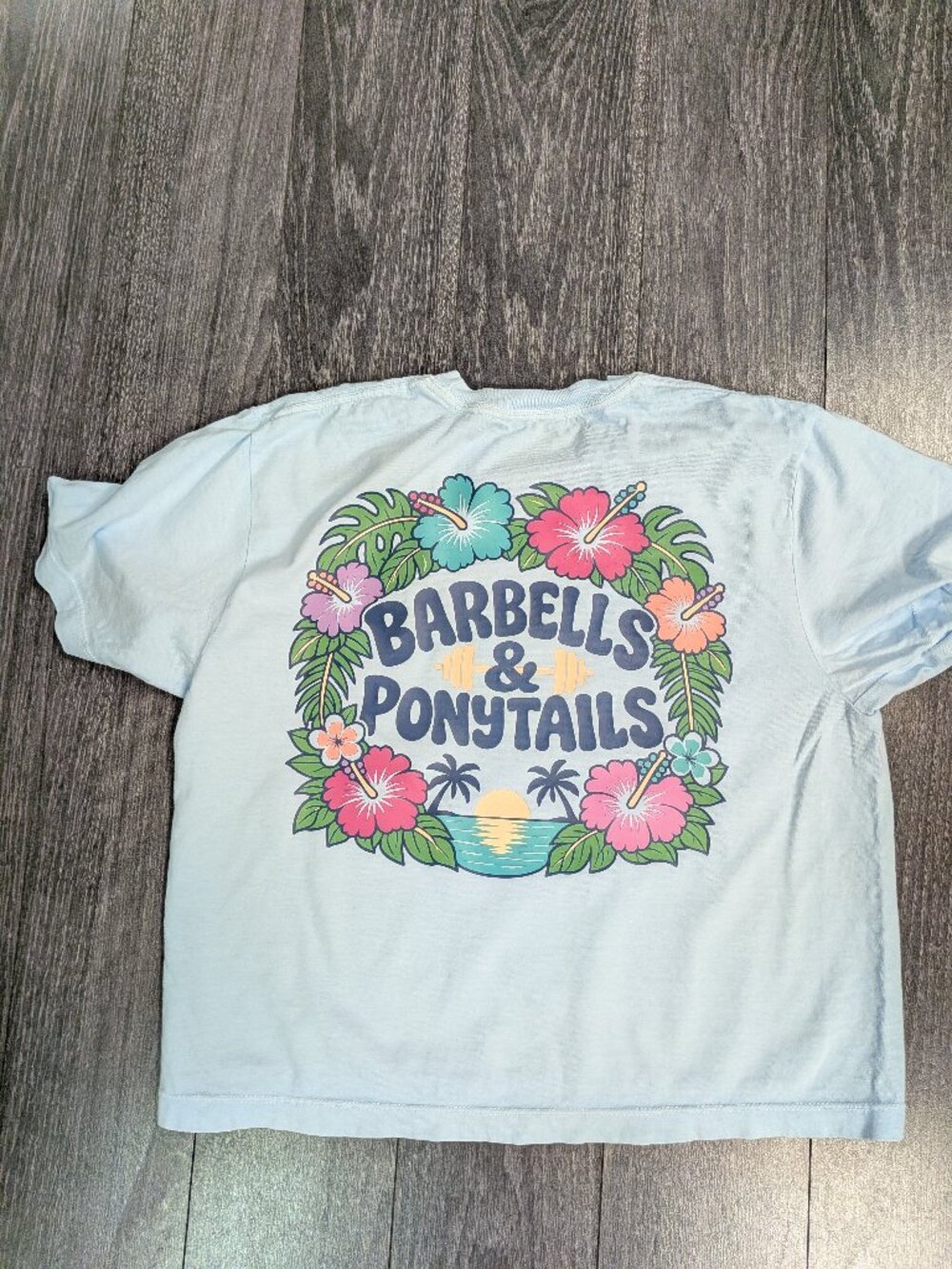 Barbells And Ponytails S/S Crop "Flower Power" T-Shirt Sz S NEW